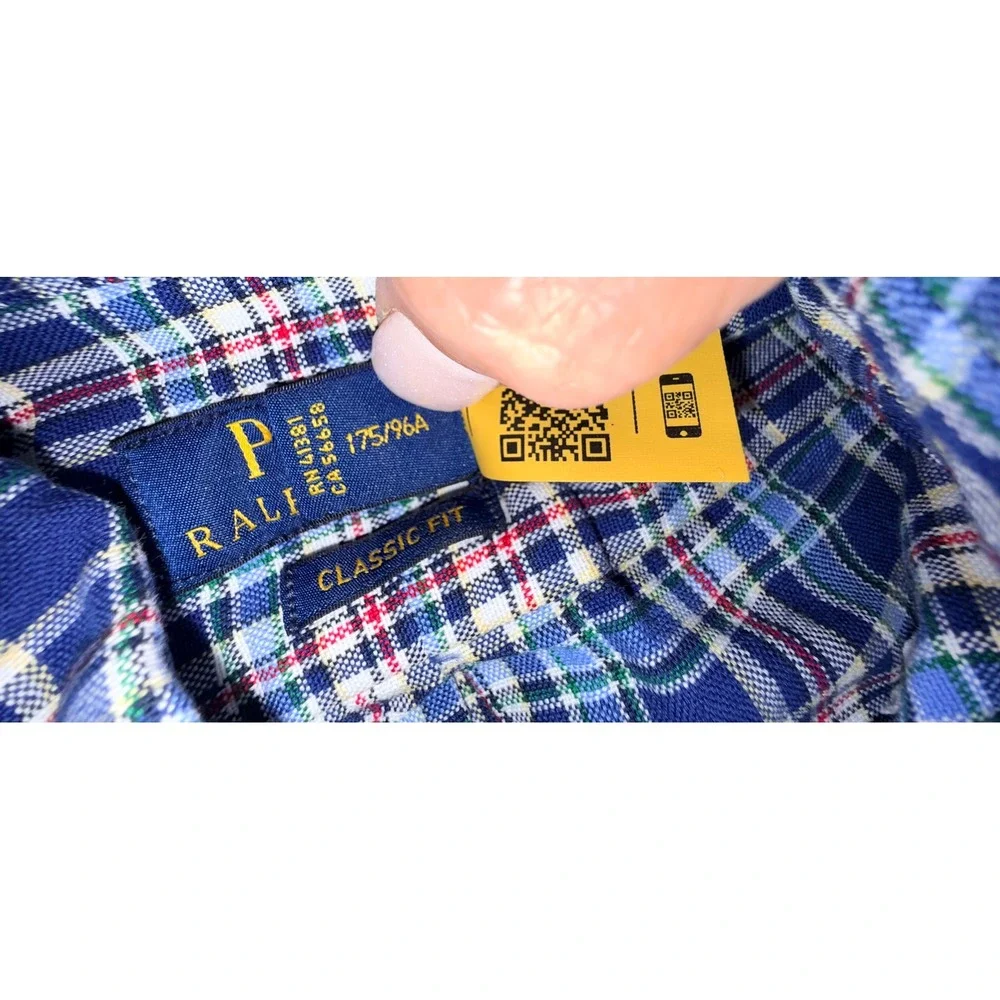 Polo Ralph Lauren Button Down Mens size Medium Blue Plaid Classic Fit Cotton